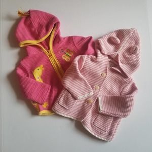 Knit and embroidered baby jackets